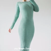 yomrzl new arrival spring and autumn cotton womens dresses high quality one piece blue slim long sleeve dress l408