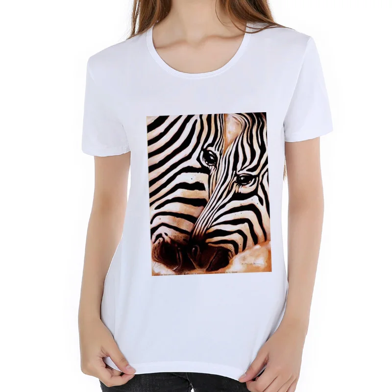 Перо zebra принт Для женщин Повседневное Лето Harajuku короткий рукав Футболка Девушка