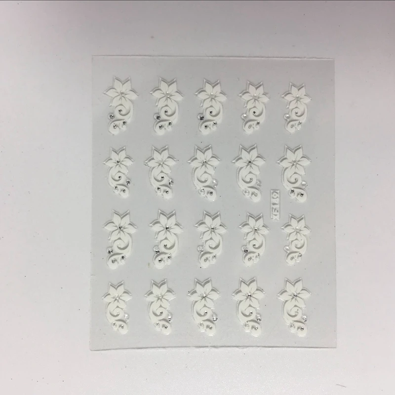 1 упаковка Мода 3D белый цветок XF149 наклейки на ногти DIY искусство украшения ногтей