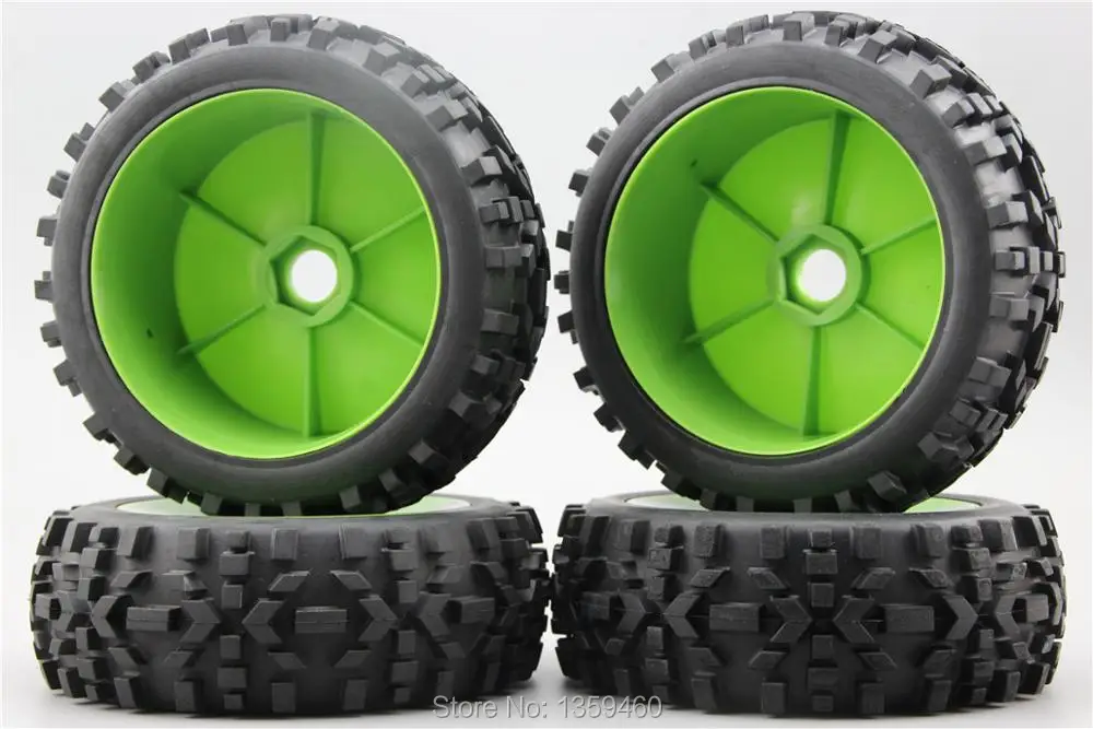 4pcs 1/8 Buggy Off Road Tire Tyre wilderness Dish Dark Green Rim Fit For 1:8 Car 22049+26019 | Игрушки и хобби