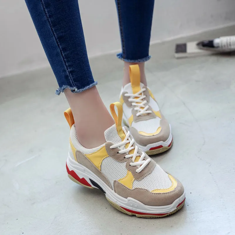 

PHYANIC Spring Women Sneakers Air Mesh Shoes For Women Fashion Lace-up Flat Platform Shoes Mixed Colors Casual Shoes PHY3195