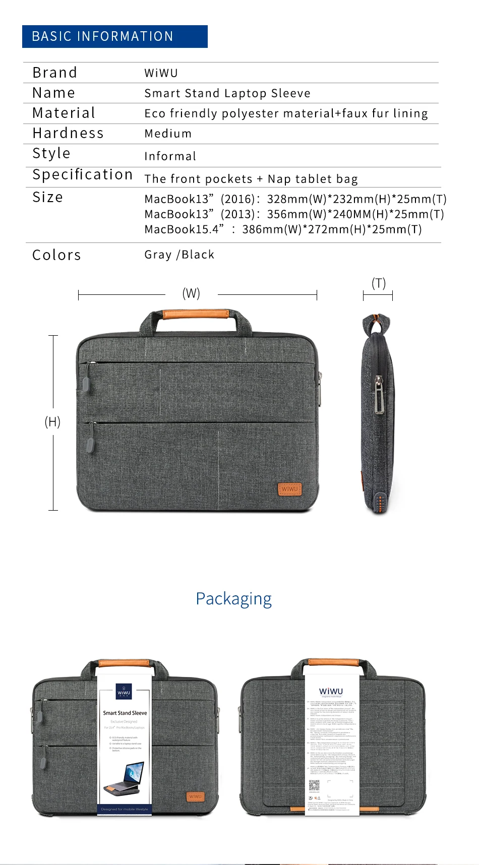 WIWU, сумка для ноутбука, чехол для MacBook Air Pro 13 15, Портативная сумка для ноутбука lenovo, 14 дюймов, несколько карманов, сумка для ноутбука 13 15