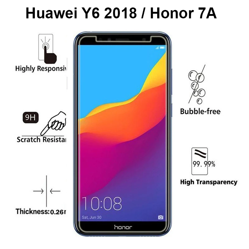 2.5D 0 3 мм закаленное стекло для huawei Y6 Prime 2018 Защитная пленка экрана спереди + чистые