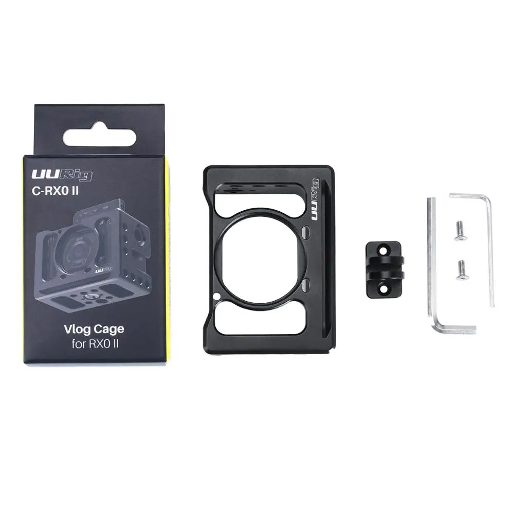

UURig Metal Video Camera Case For Sony RX0 II , VLOG Selfie Hand Grip with Cold Shoe for Microphone Light DSLR Camera Cage 1/4