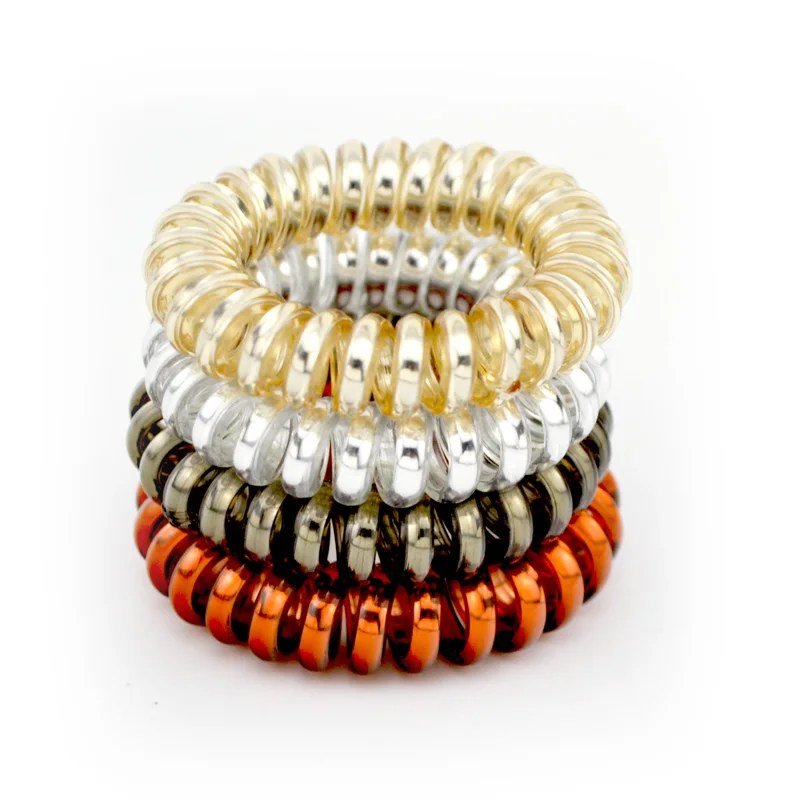 

Wholesale 100 Pcs 4 Color 4.5CM Rope Telephone Wire Hair Band Accessories Women Rubber Girl Hair Gum