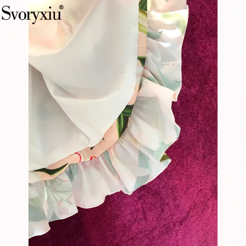 Женское повседневное платье с оборками Svoryxiu белое элегантное свободное принтом