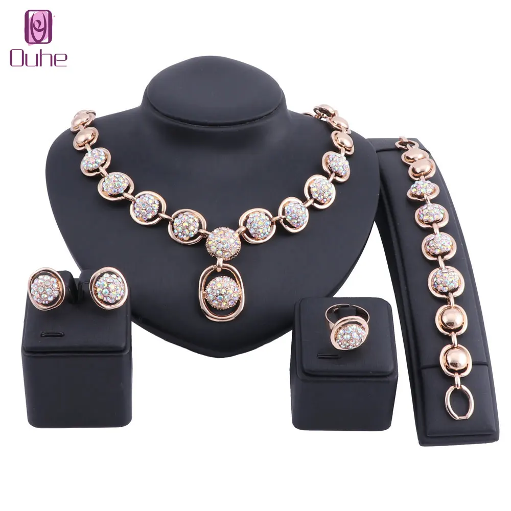 Модный женский золотой цвет AB Кристалл Африка Дубай Свадебная вечеринка