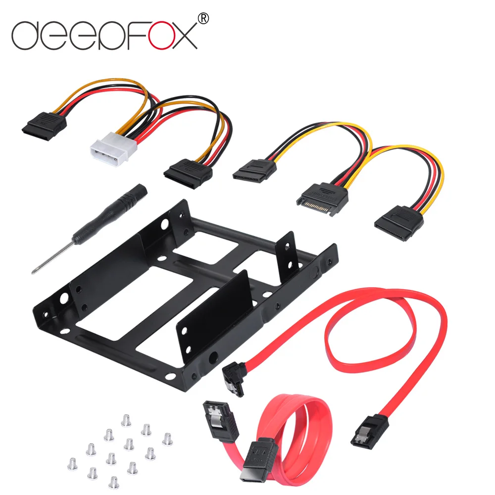 DeepFox SSD Mounting Bracket 2.5 to 3.5 inch Kit with SATA Cable and Power | Компьютеры и офис