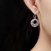 lp ethnic round hollow pure 925 sterling silver earrings for women handmade top quality earrings vintage jewelry for party