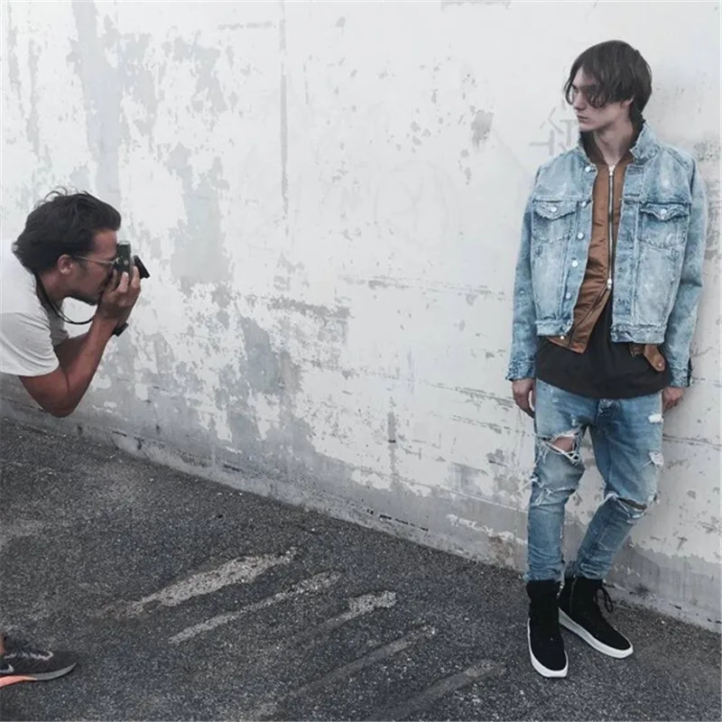 

2019 New mens cotton fashion hip hop jeans with holes distressed Ankle zipper denim pants Size 29-36 z93