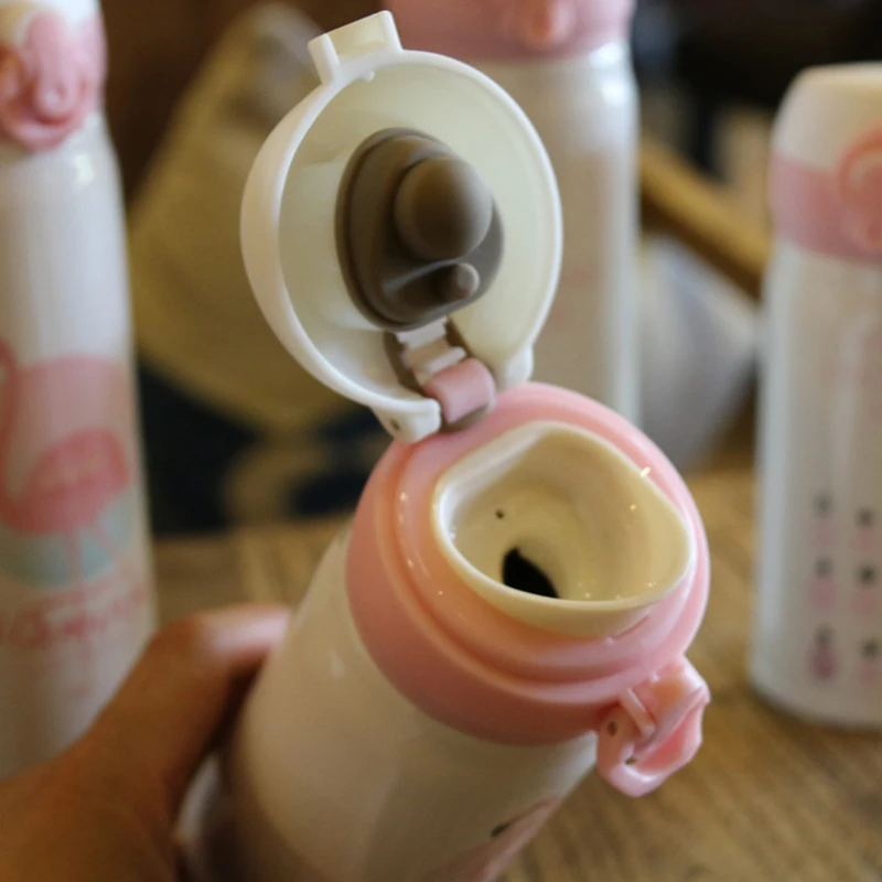 Новый термос чашка с мультяшным Фламинго/ананасом вакуумная фляжка бутылка для