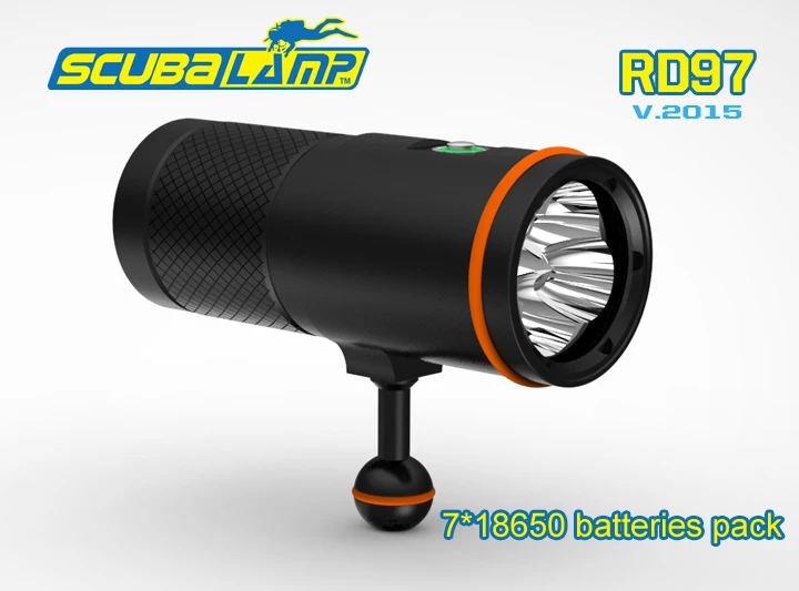 2015 Новинка Scubalamp RD97 фонарик для дайвинга 100 м 4000 люмен 4 * XP L LED 7*18650 Батарейный