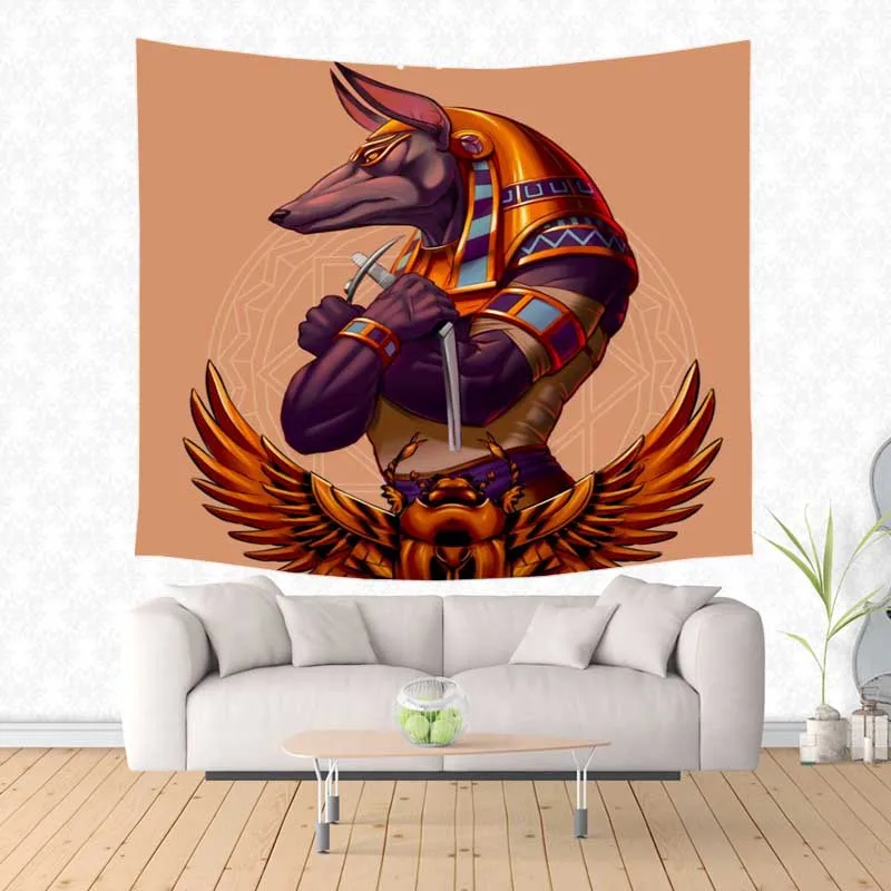 3 Anubis Print Tapestry Wall Hanging Sandy Beach Throw Rug Blanket Camping Tent Travel Mattress Sleeping Pad - Цвет: 3