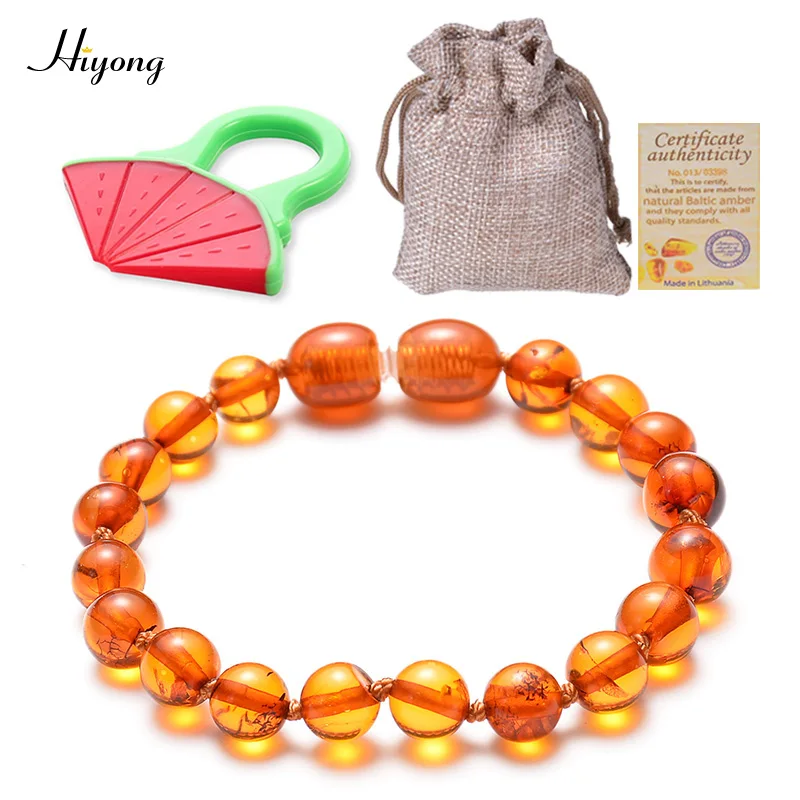 

Natural Ambers Teething Bracelets for Baby - Baltic Ambers Round beads Bracelet Fussiness Reduce Ambers Teething Anklets 5 Color