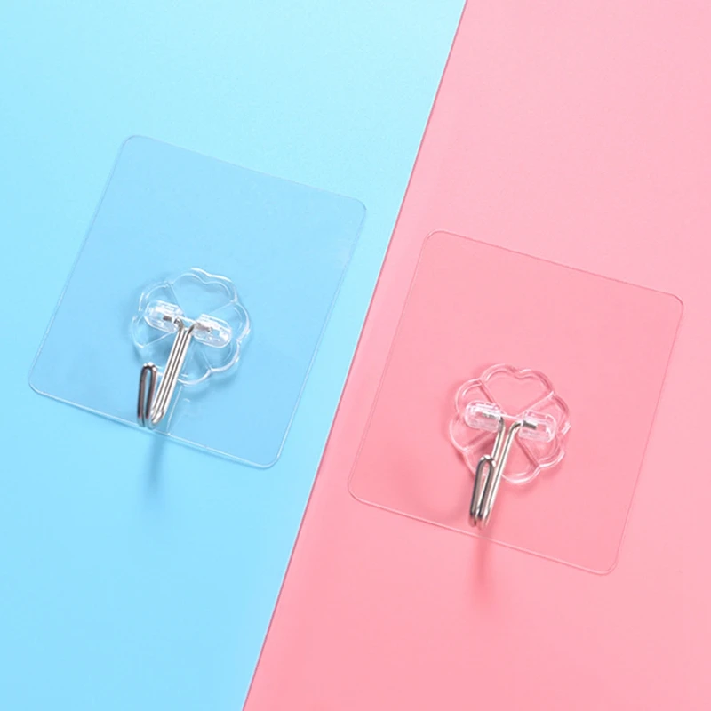 

Transparent Suction Cup Sucker Wall Hooks Hanger Rack Wholesale Strong Space Saver Kitchen Bathroom Waterproof Flower Adhesive