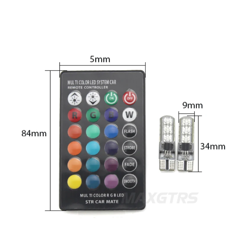 2x T10 W5W 168 194 SMD 6-светодиодный 5050 RGB пульт дистанционного управления для чтения