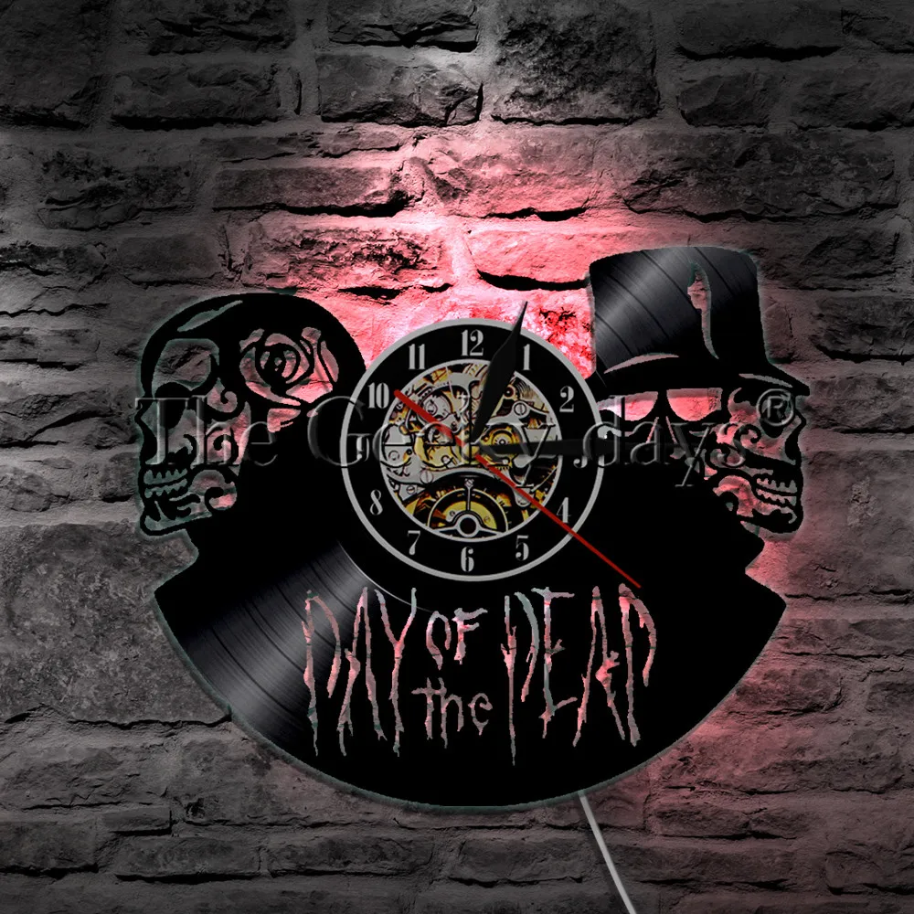 Виниловые Настенные Часы Dia de Muertos Day of the Dead Wall с изображением черепов настенные