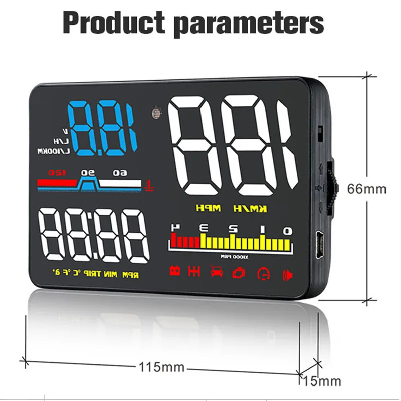 GEYIREN D5000 налобный дисплей OBD пленка умный Спидометр температура Автомобильная