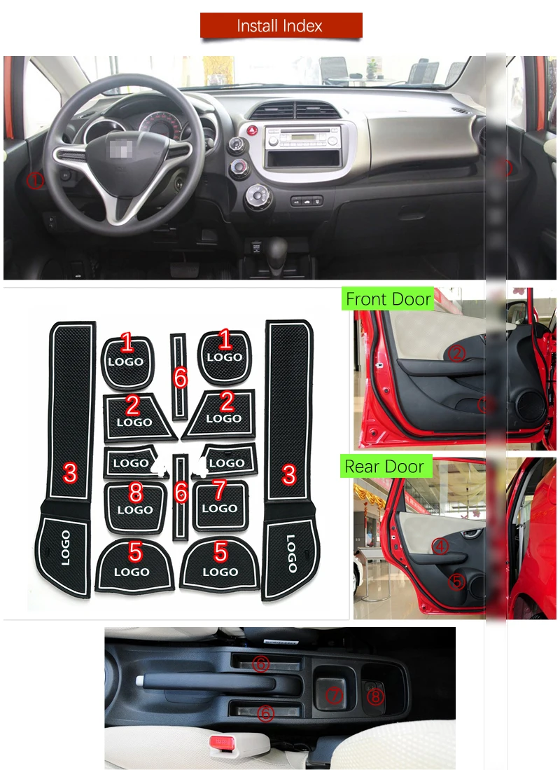 Противоскользящий резиновый коврик GE6 GE7 GE8/9 2008 2013 2009 2010 для Honda Fit Jazz 2011