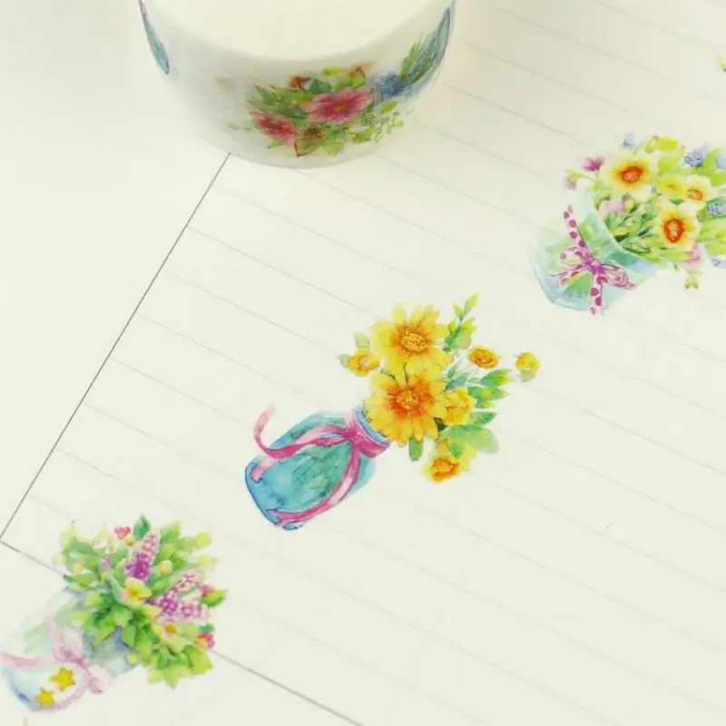 Kawaii Flower Color Painted Washi Tape Paper Taper 30mmx10m Scrapbooking Masking Girls Creative Gifts School Tools | Канцтовары для
