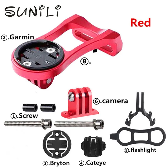 red no 7 Подходит для Garmin/Cateye/Bryton велосипедного компьютера Монтажный Кронштейн удлинитель качественный адаптер черный/красный - Цвет: red no 7