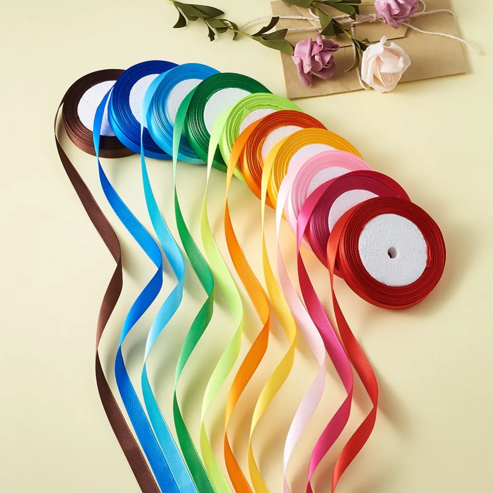 

PandaHall 1 группа 1/2 "(12 мм) смешанные цвета Grosgrain атласная лента для свадьбы, рождественской вечеринки, украшения, сделай сам, бант, ремесло, подар...