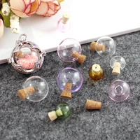2pcs 10121416mm color ball with cork perfume essential oil vial glass ball orb charms findings jewelry making