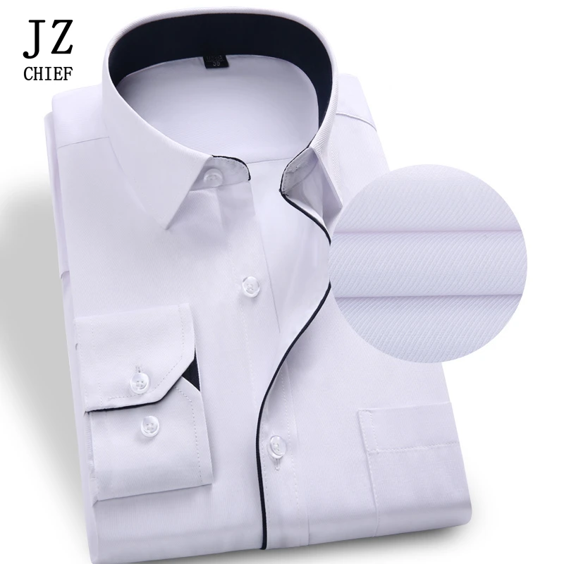 JZ главный 2018 Весенняя рубашка Для мужчин Slim Fit Бизнес длинным рукавом Твердые