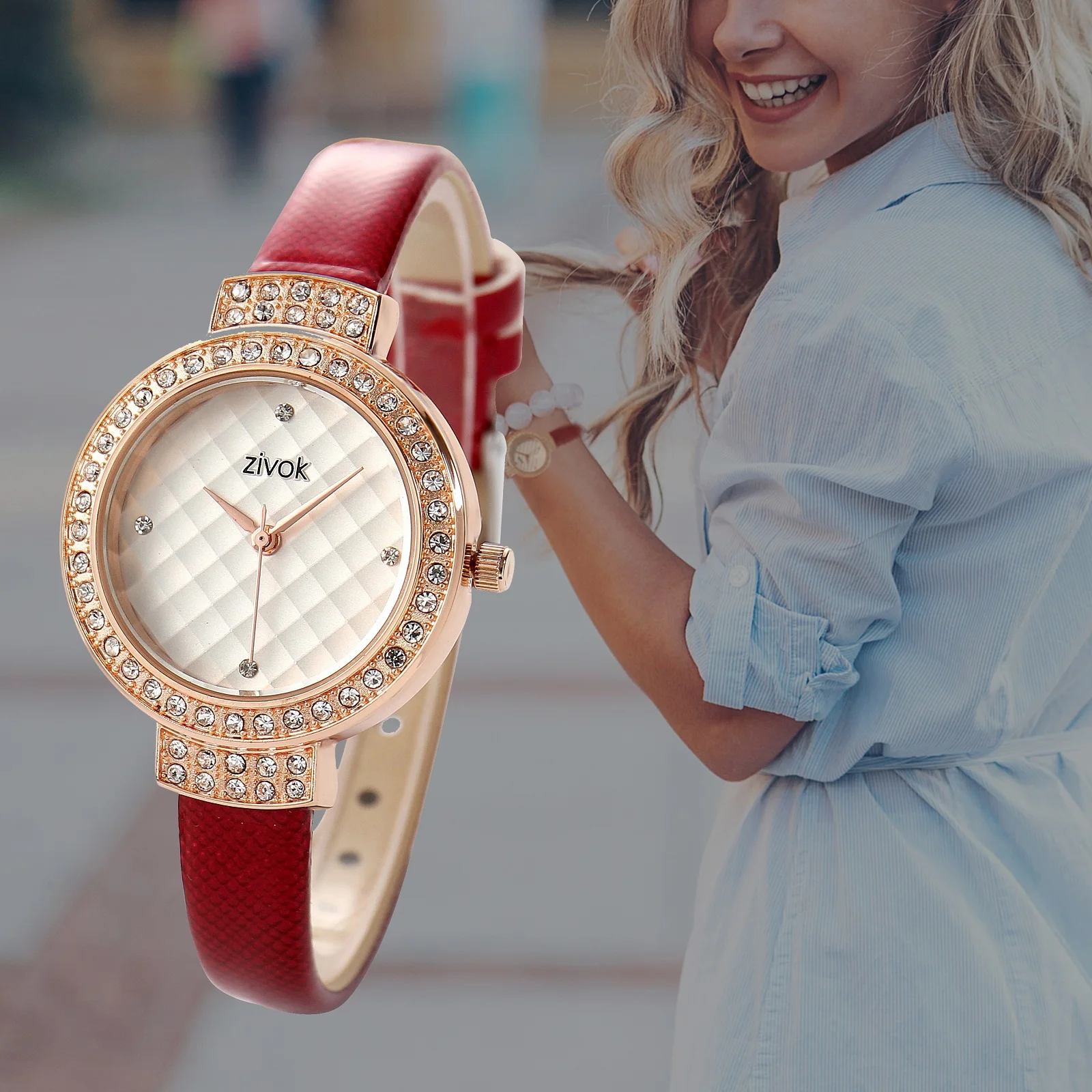 ZIVOK Топ бренд класса люкс Женские кварцевые аналоговые часы кожаный ремешок для