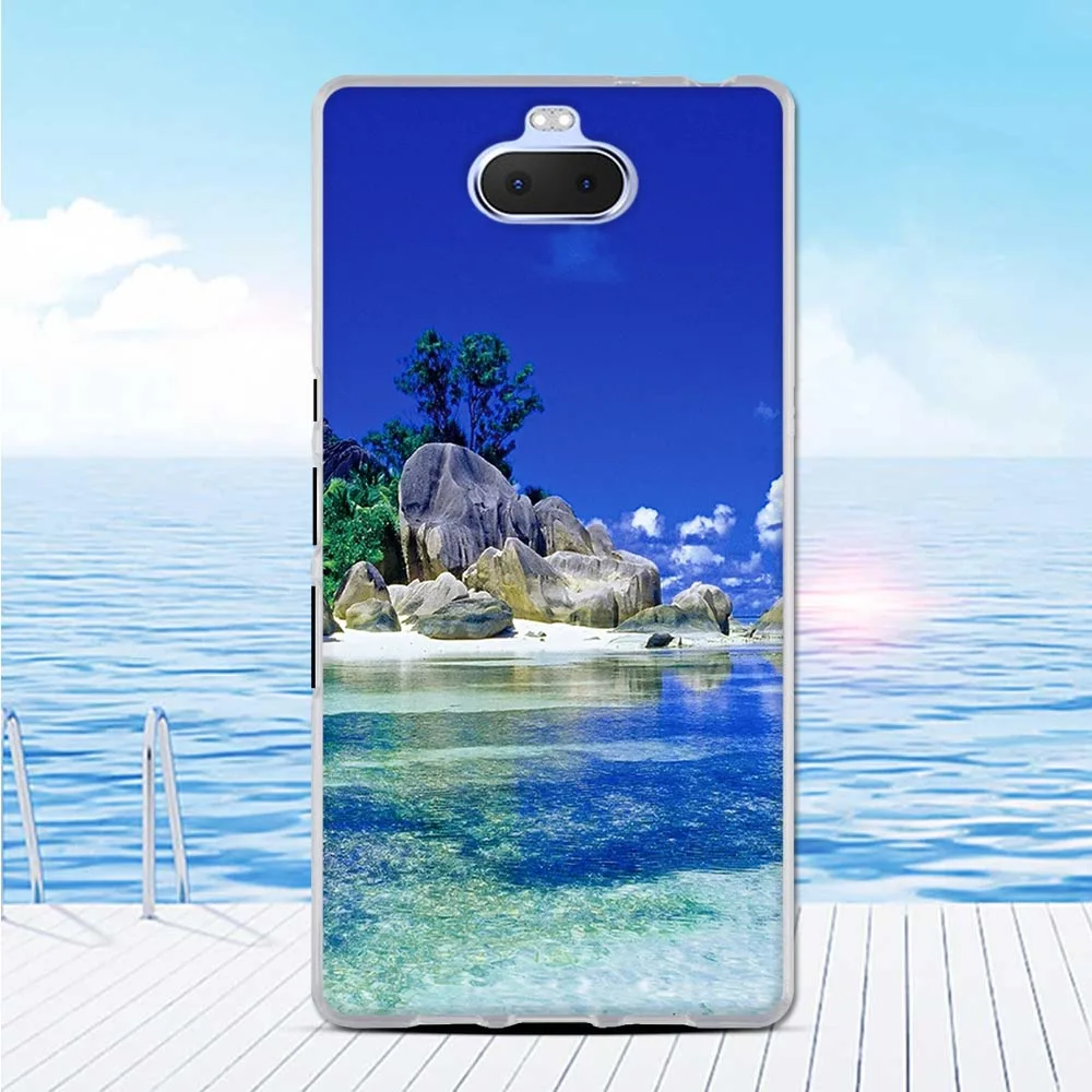 Мягкий силиконовый чехол для Sony Xperia 10 Plus защитный TPU с 3D принтом чехол-бампер