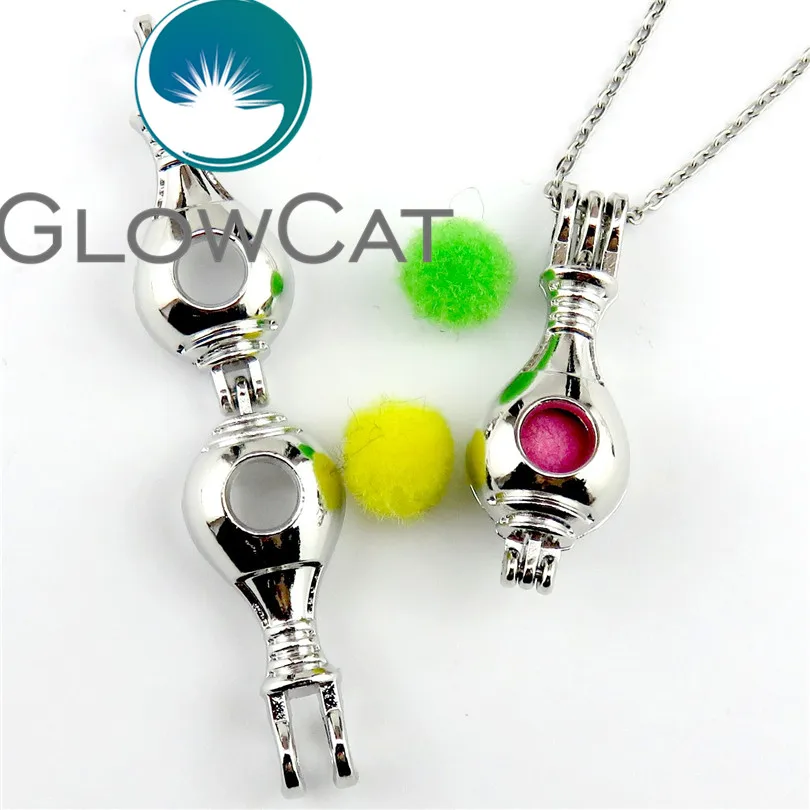 KK595 серебряные бусины для боулинга клетка медальон диффузор эфирного масла