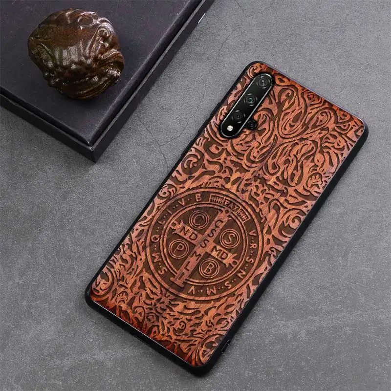4 Резной деревянный ящик для huawei Honor 20 противоударный чехол TPU бампер чехол для huawei Honor 20 чехол деревянная оболочка Honor 20 Pro - Цвет: 4