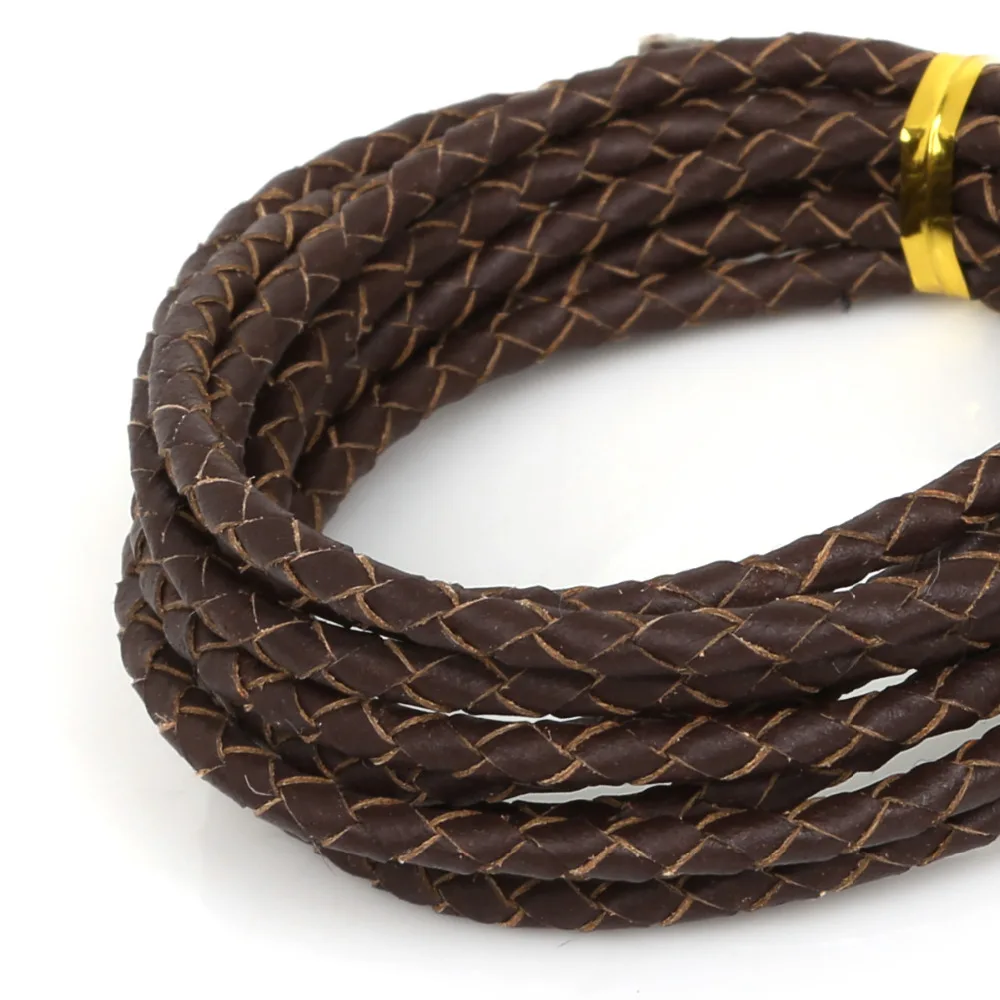 Hot Sale Multi Color 4mm 2m/pcs Round Leather Cord Real Rope String for Bracelet Necklace Jewlery Material Supplies | Дом и сад