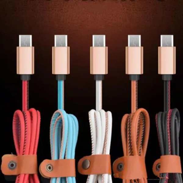 1000 шт. 1 м 3 фута микро USB кабель искусственная кожа быстрая зарядка для зарядного