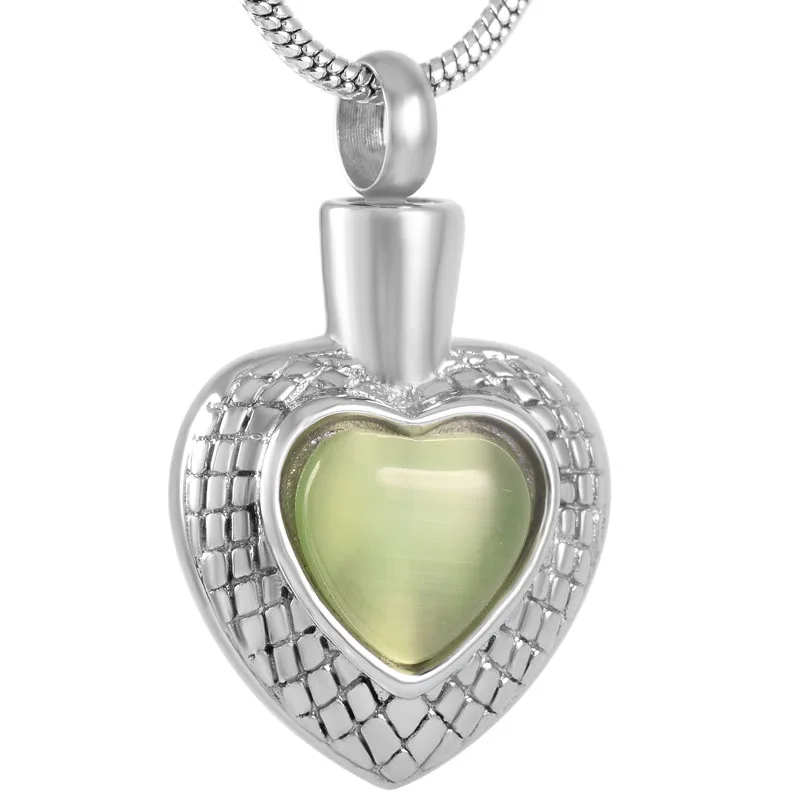 

IJD9176 Hold Multi-colored Opal Heart Stainless Steel Cremation Necklace Pendants For Ashes For Women Memorial Urn Necklace