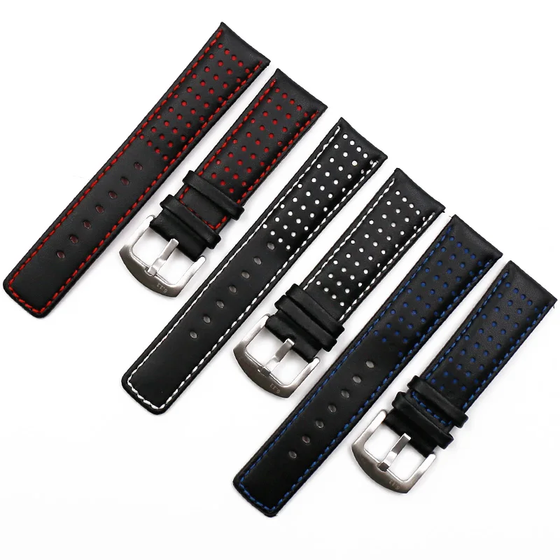 Leather strap men's watch accessories pin buckle 22mm24mm outdoor sports waterproof sweat-proof leather strap women watch band