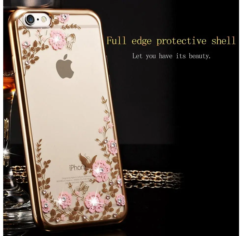 Flower Pattern Silicon Case For Apple iPhone X XS Max XR 8 Plus 6S 5S Floral Bling Soft TPU Protector 7 6 Back Cover |