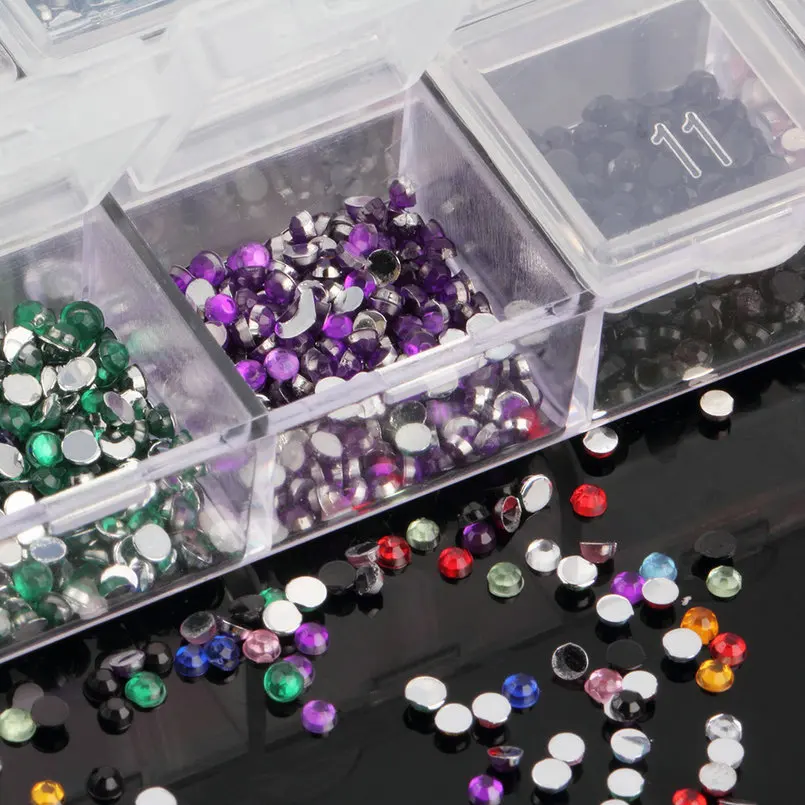 3000 шт микс 12 цветов Круглый Круг Rhinestore украшение с жестким чехлом для гибкий
