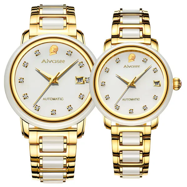 Couple style 2 Piece Новые роскошные классические креативные нефритовые мужские часы горячий стиль Модные женские нефритовые часы кожа Нержавеющая сталь Топ Женщины Водонепроницаемый - Цвет: Couple style 2 Piece