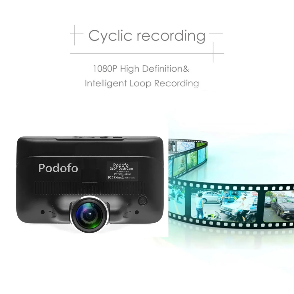 4 дюйма Full HD ips сенсорный экран Автомобильный видеорегистратор камера 360 градусов