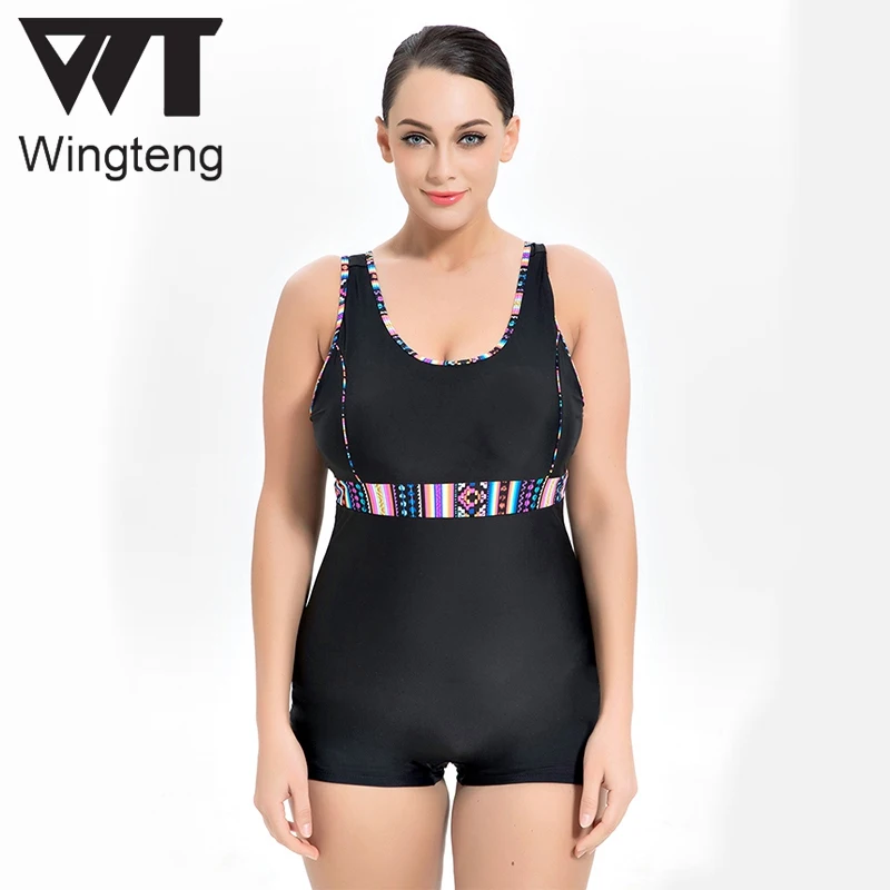 

Wingteng One Piece Swimwear Female plus size 8XL push up Bikini Set Large Swimsuit Fused Tankini Bathing Suit Swim Wear monokini