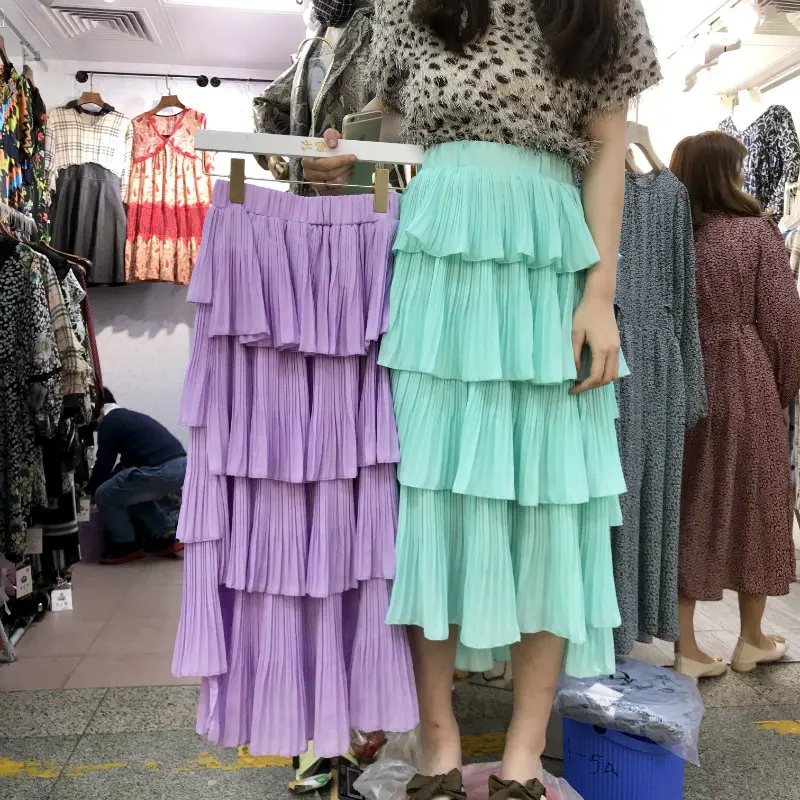 Женская одежда 2019 карамельные Каки многослойная высокая низкая длинная