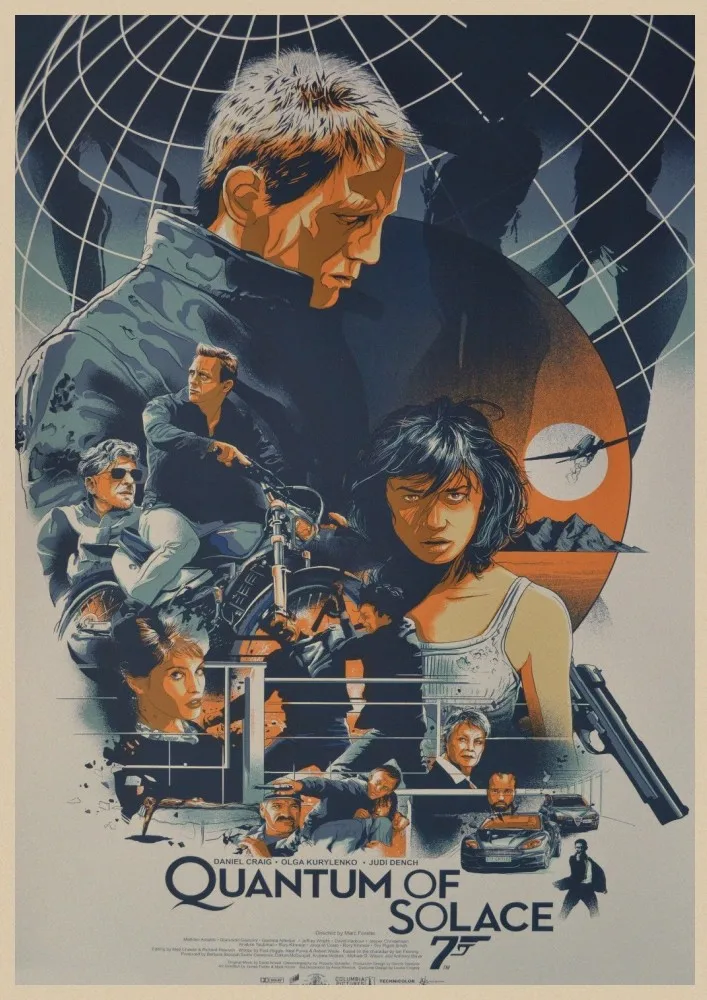2 007 James Bond фильм плакат крафт-бумага стена коричневый ВИНТАЖНЫЙ ПЛАКАТ Бар Кафе гостиная плакаты обои домашний Декор подарок A3 - Цвет: 2
