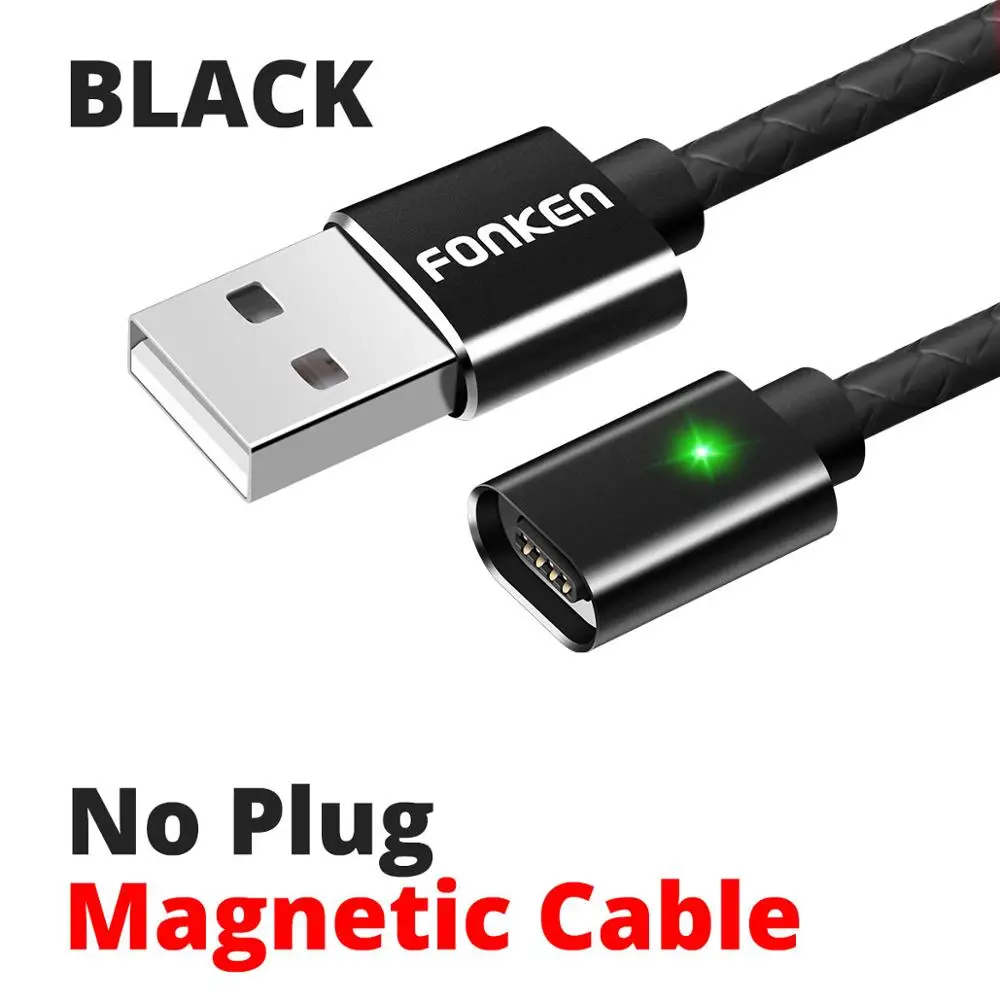 Магнитный кабель FONKEN для быстрой зарядки, магнитный кабель type c, USB C, кабель для синхронизации данных, кабели для телефонов, быстрая зарядка, магнитный кабель для зарядного устройства type C - Цвет: Balck Cable No Plug