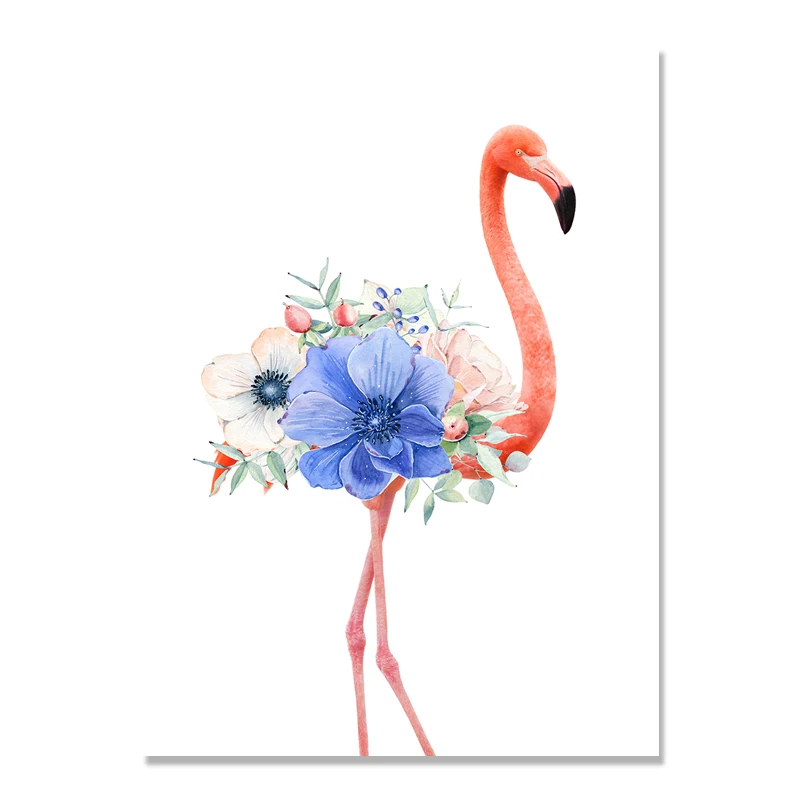 Flamingos Purple Flower Nordic Poster Wall Art Canvas Painting Picture Cuadros Decoracion Pictures For Living Room Unframed | Дом и сад