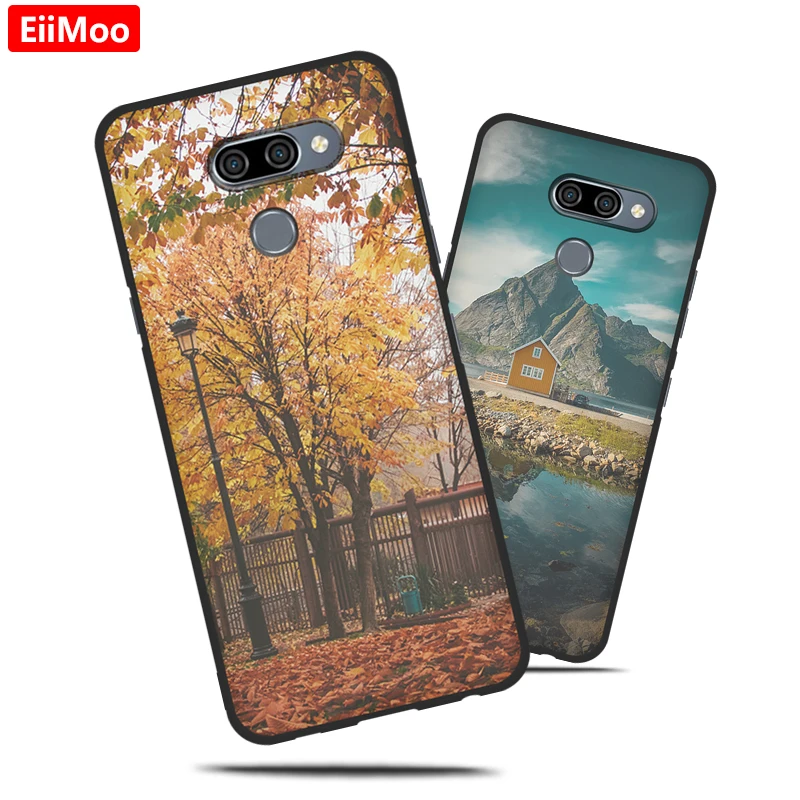 Мягкий ТПУ чехол EiiMoo для телефона LG K50 модный силиконовый черный с рисунком K 50 LGK50