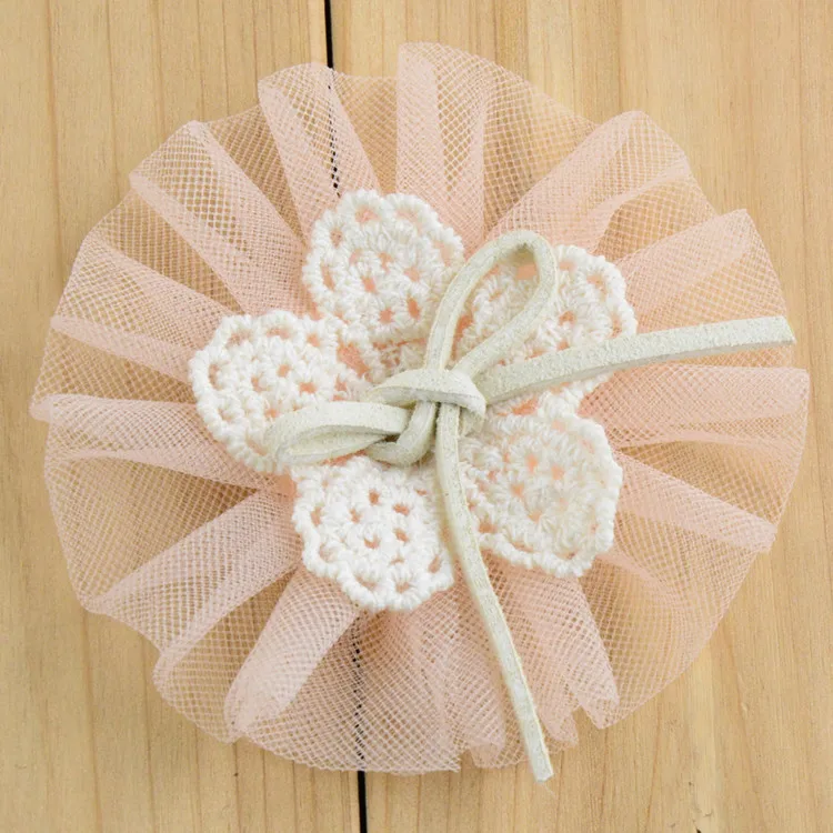 Yundfly, 10 Uds., flor de malla de chif&oacute;n para reci&eacute;n nacidos, accesorios para el cabello para ni&ntilde;as, tela de encaje con flores hechas a mano para diademas-4