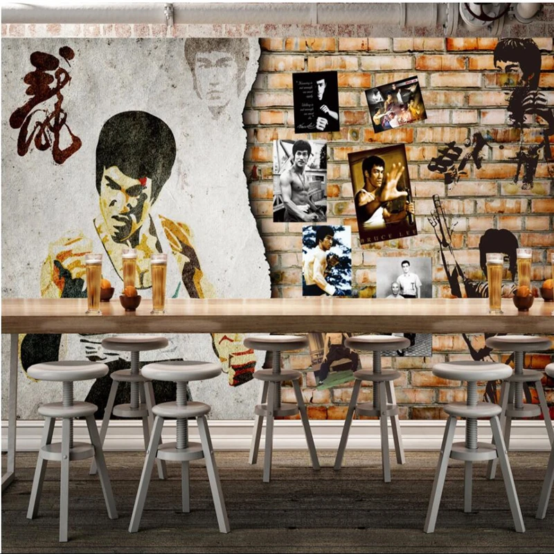 

beibehang Nostalgic Li Xiaolong Kung Fu TV backdrop custom large fresco silk silk wallpaper papel de parede para quarto