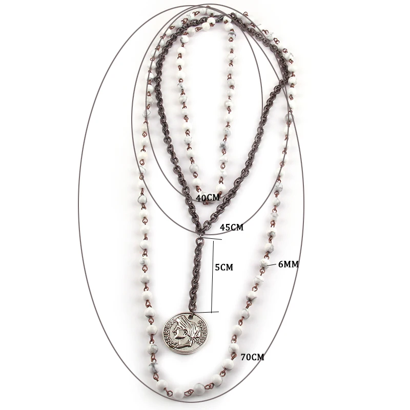 Модные богемные Этнические украшения 3 слоя с белыми розарами звенья и цепи