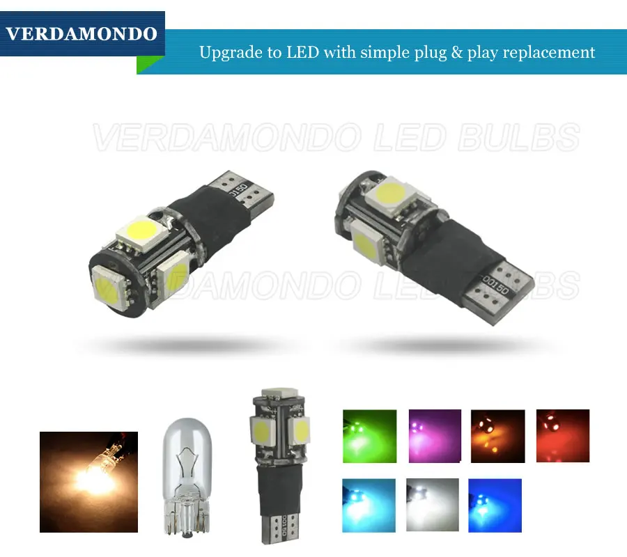 4X T10 W5W 5SMD 5050 светодиодов быстрое мигание стробоскоп/всегда на 2 модели